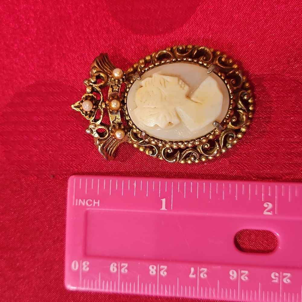 Vintage Florenza Real Cameo Brooch/Pendent - Picture 2 of 9